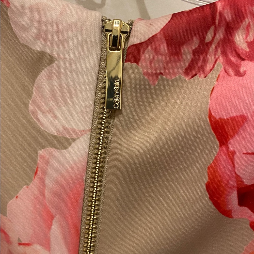 Calvin Klein Sleeveless Midi Dress in Pink and Red Floral - Picture 4 of 7